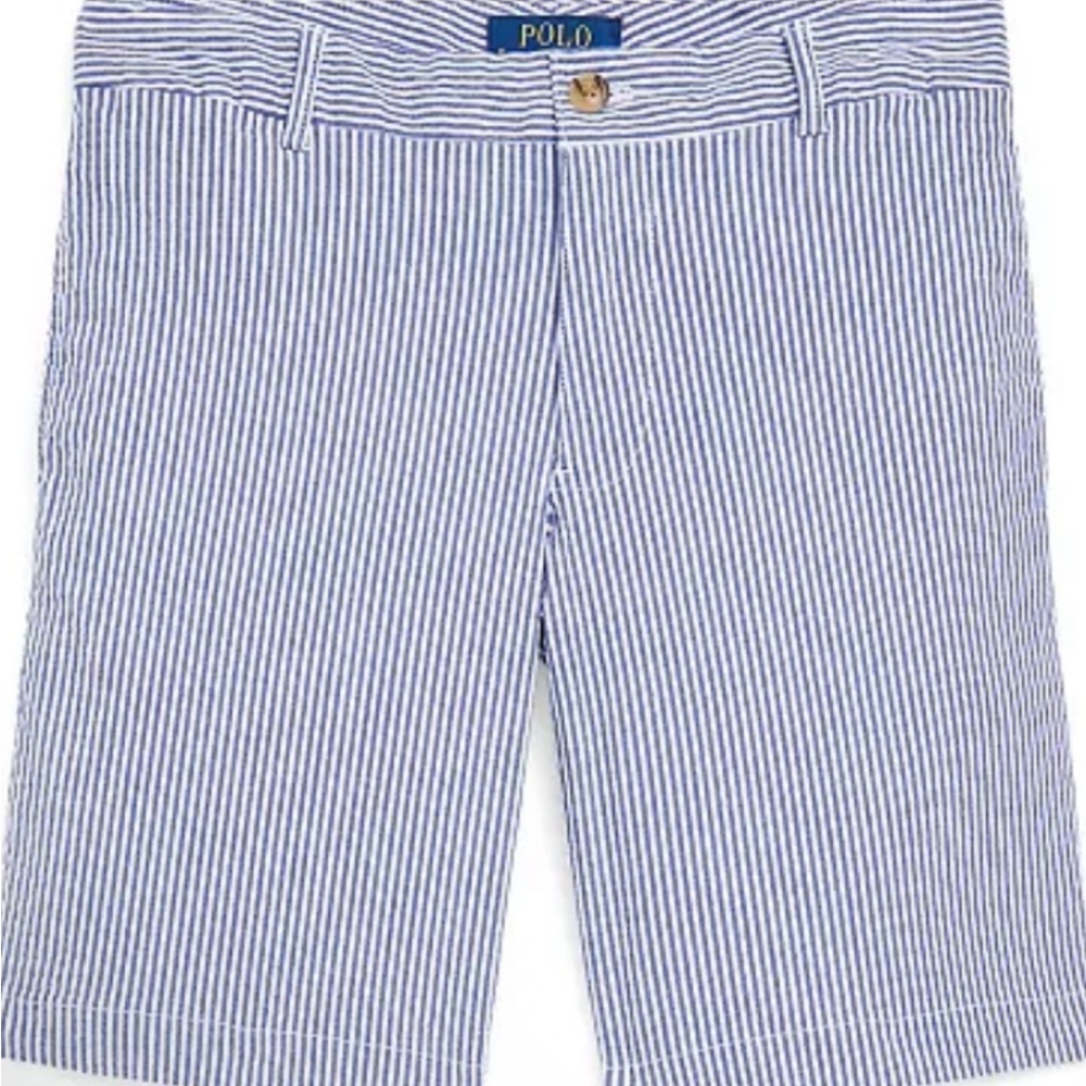 Polo by Ralph Lauren Blue and White Flat Front Shorts